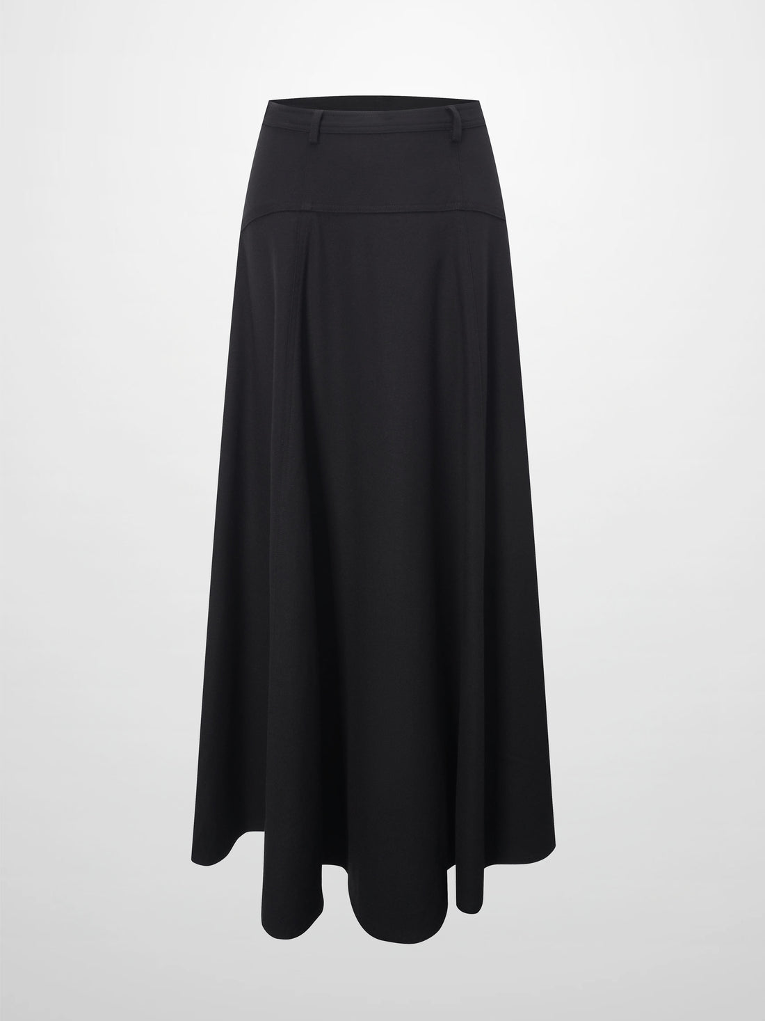 Wool Blend Yoke Skirt 37&quot;-Black