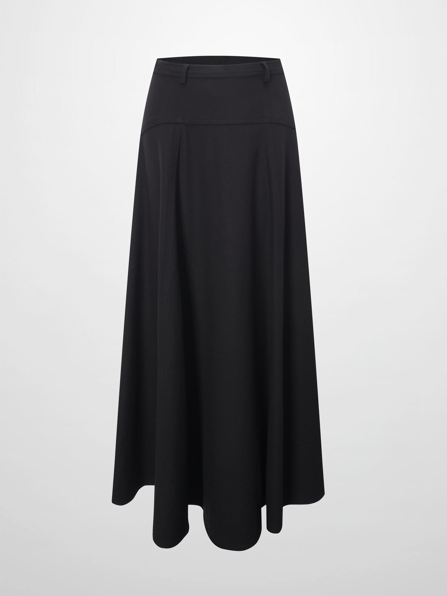 Wool Blend Yoke Skirt 37&quot;-Black