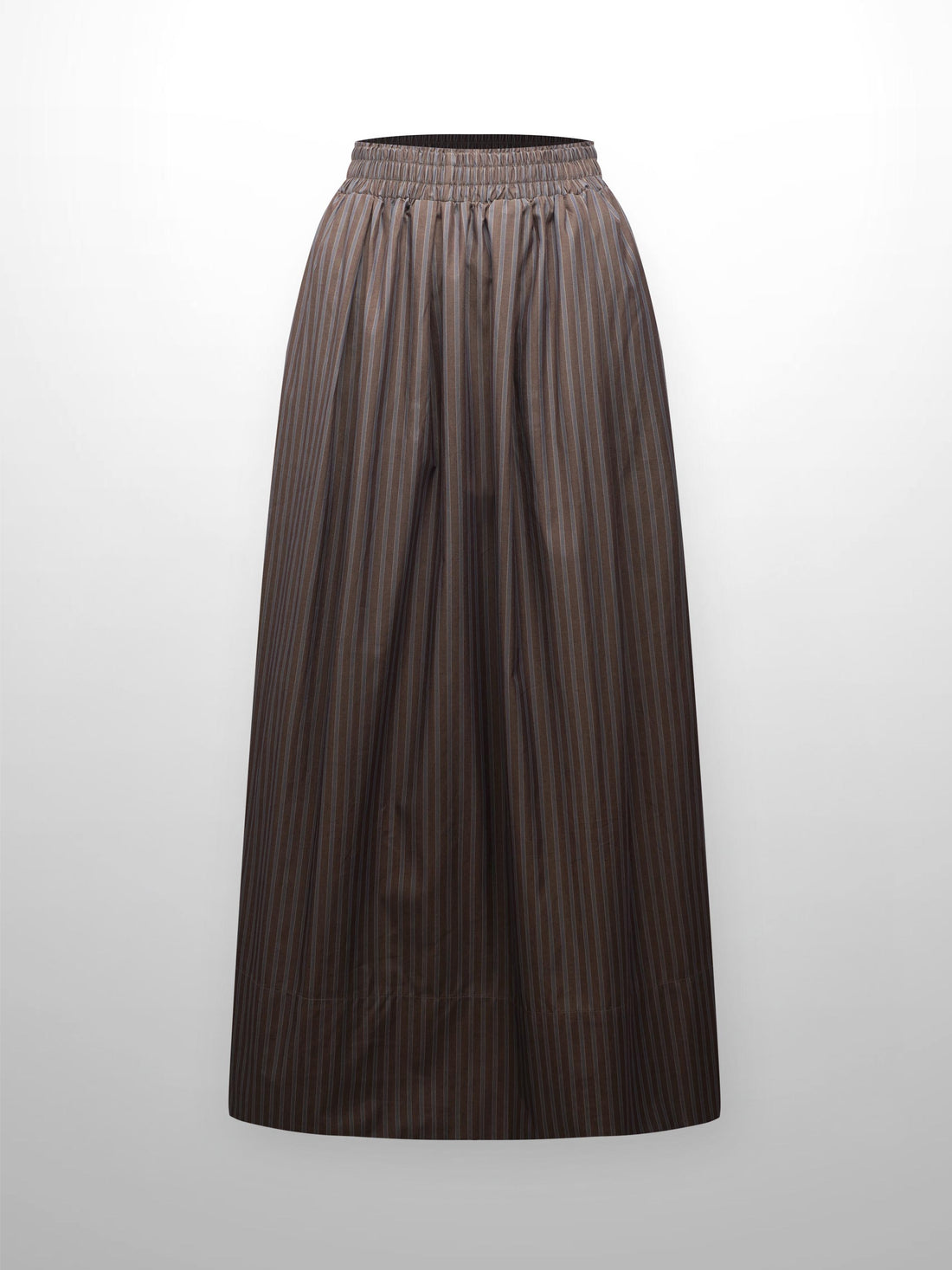 Striped Gathered Waist Skirt-Khaki Stripe