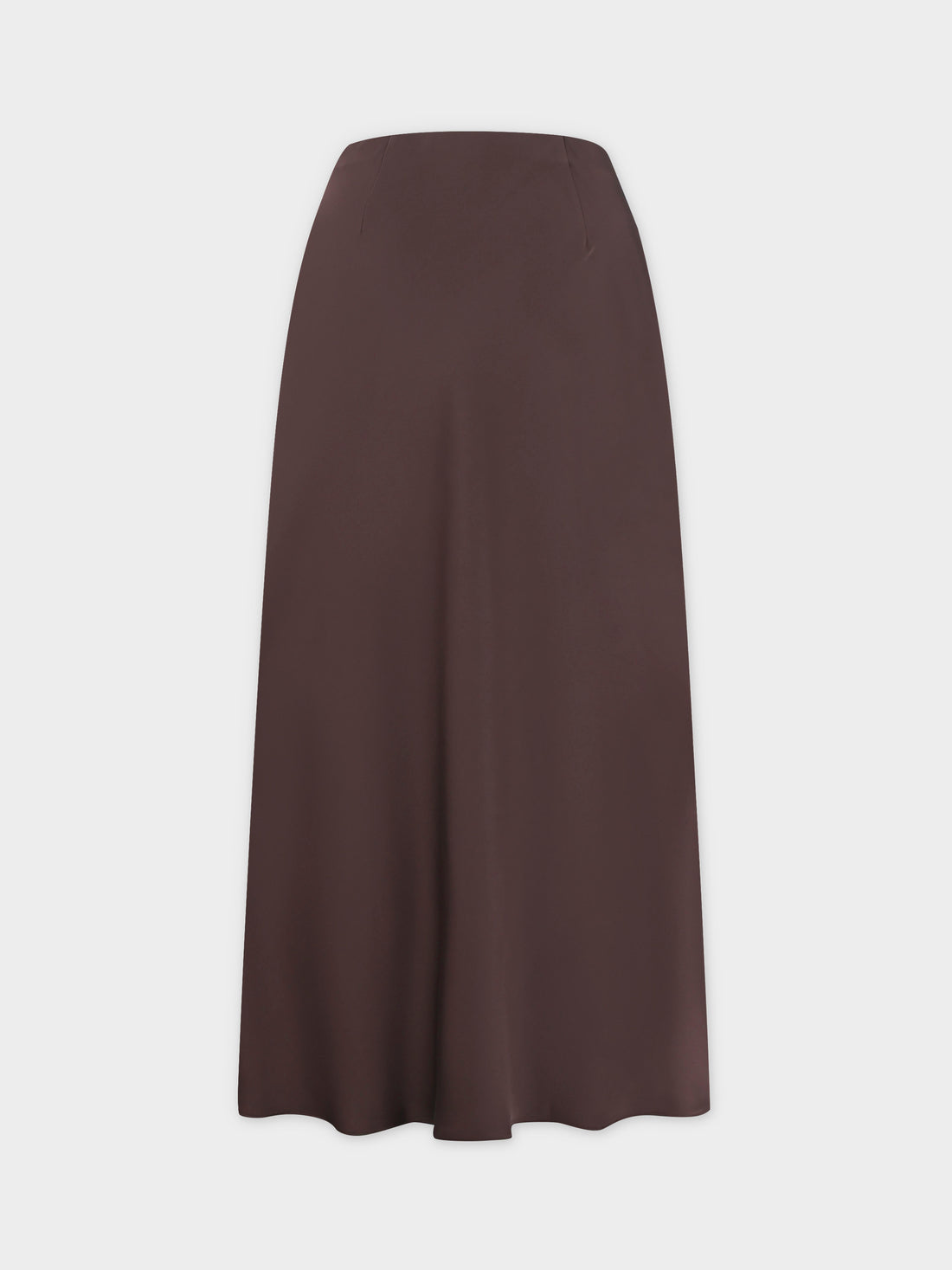 Solid Satin Slip Skirt-Chocolate Brown