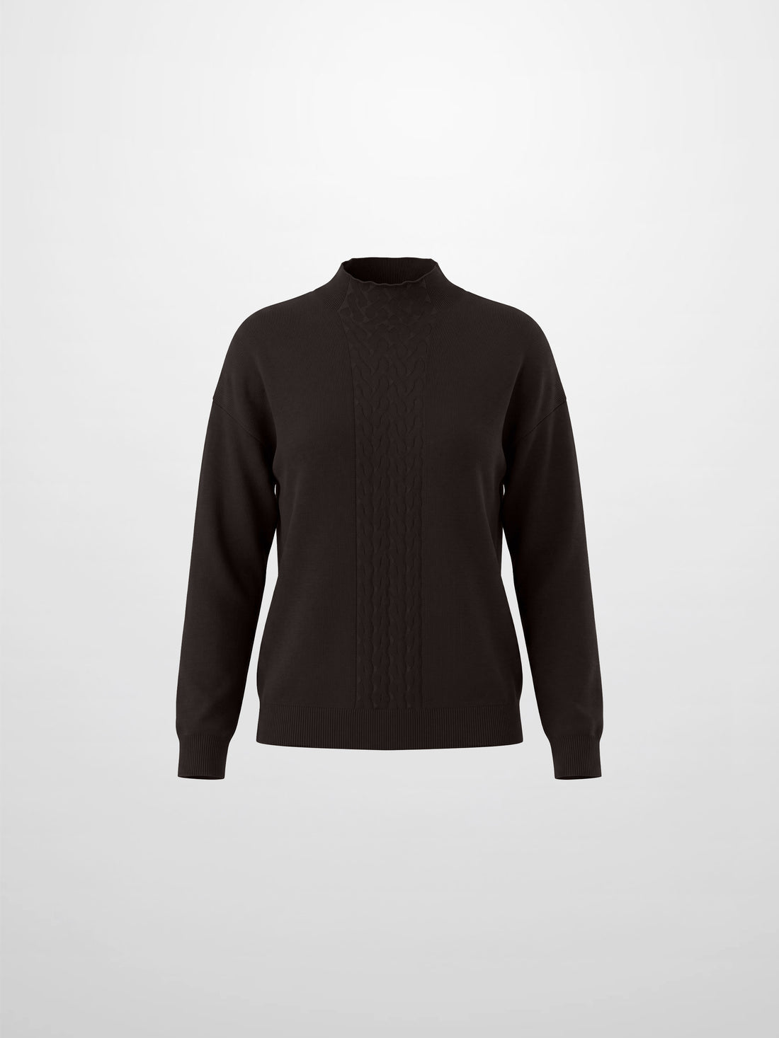 Thin Knit Center Cable Sweater - Chocolate Brown