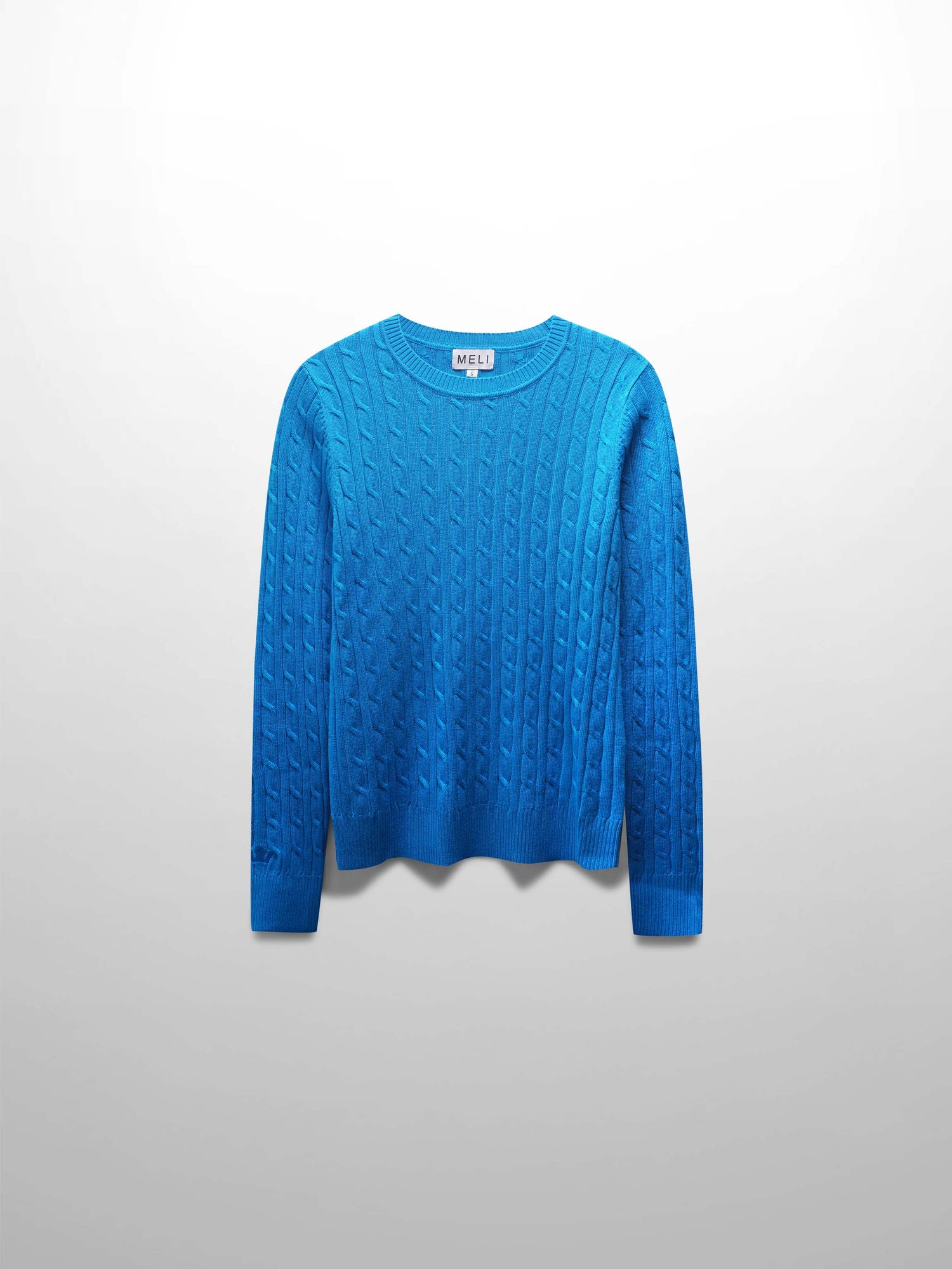 Knit Cable Sweater-Summer Cobalt Blue