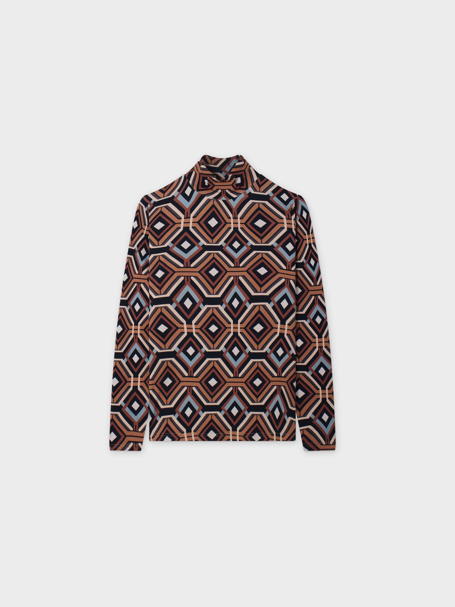 Printed Modal Turtleneck-Diamond Stripes