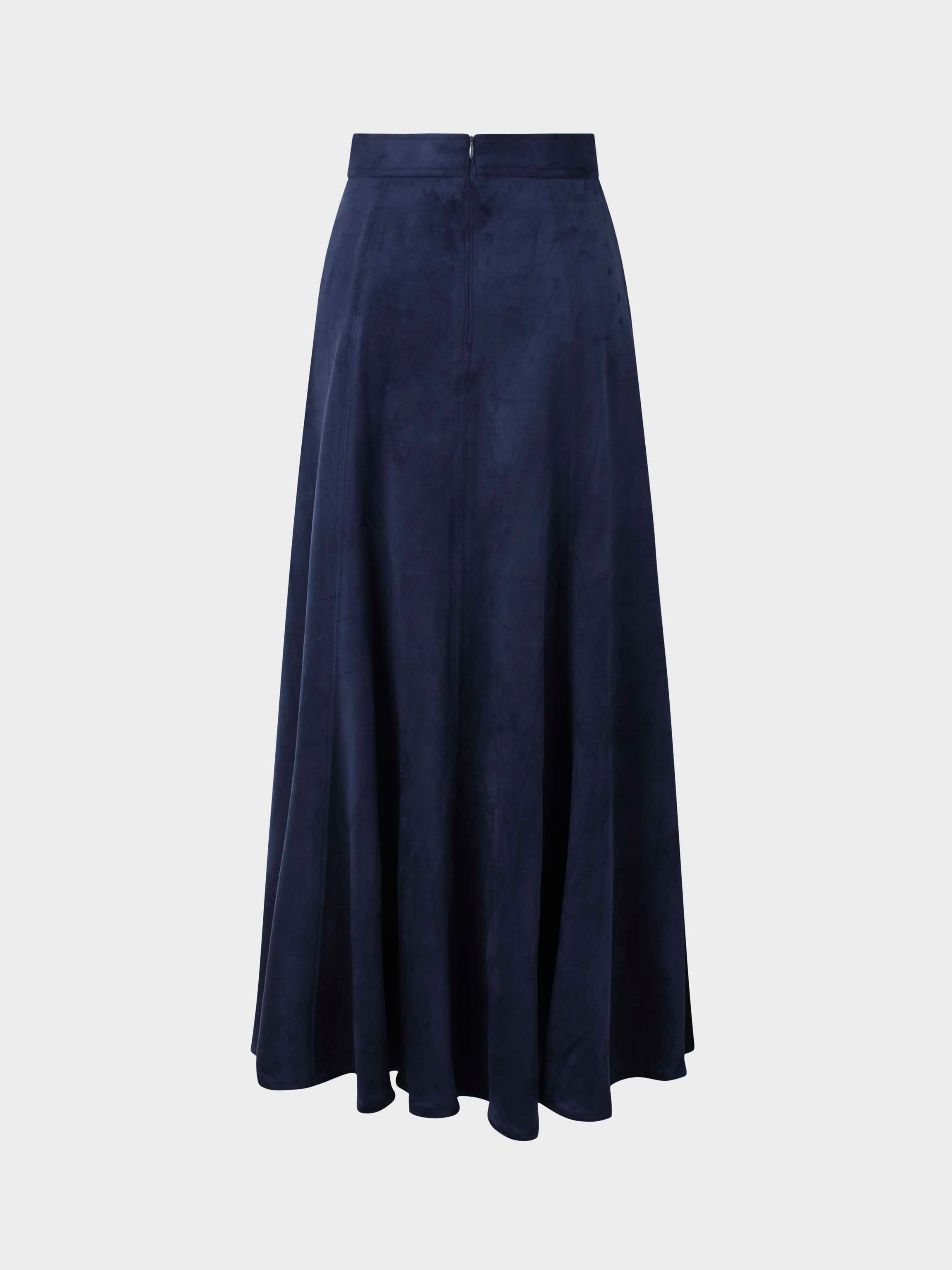 Suede Trumpet Skirt-Navy