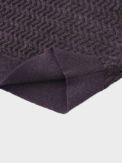 Textured Lurex Crew Sweater-Wine