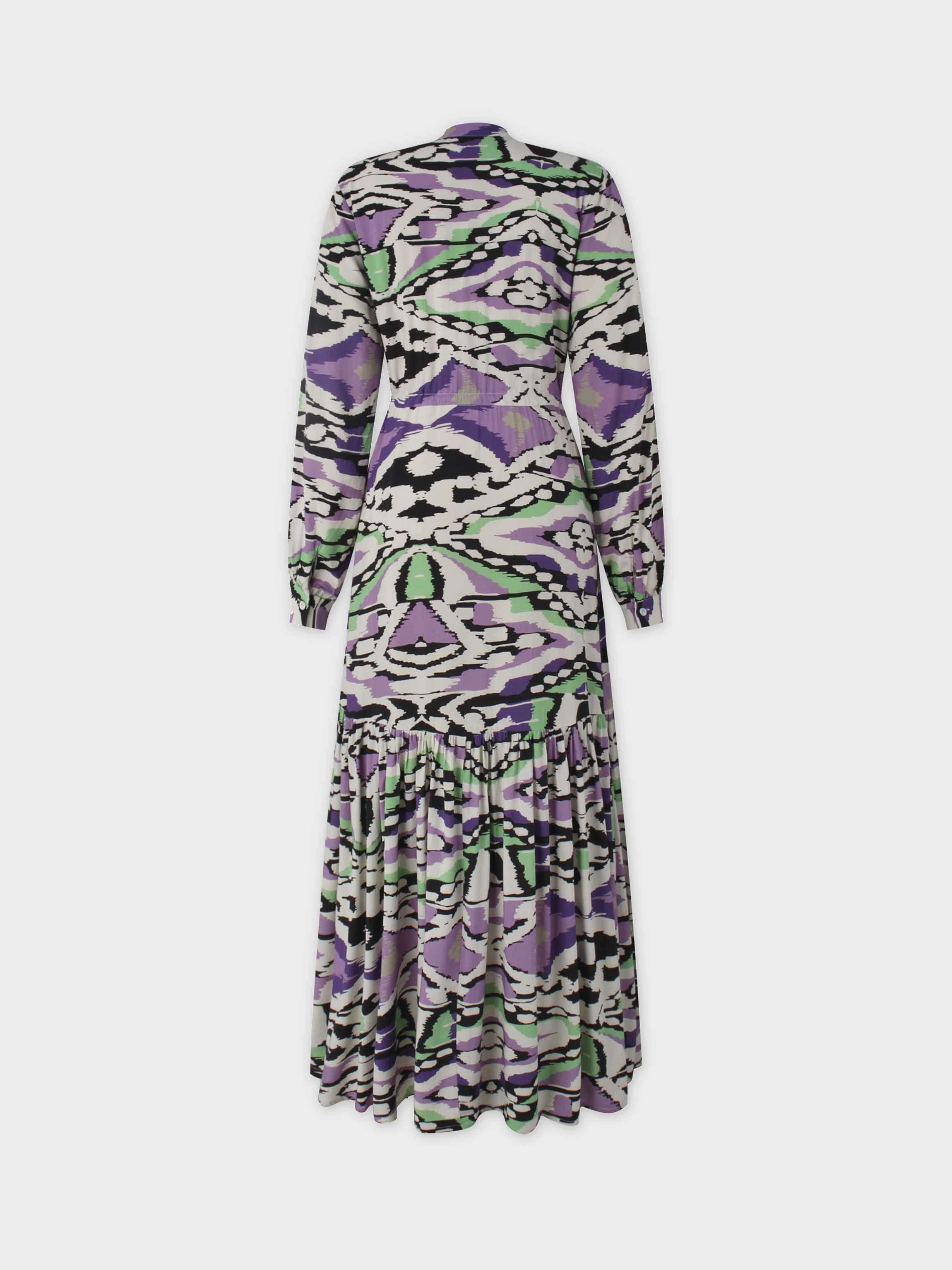 DRAWSTRING MAXI DRESS-SPLASH OF PURPLE