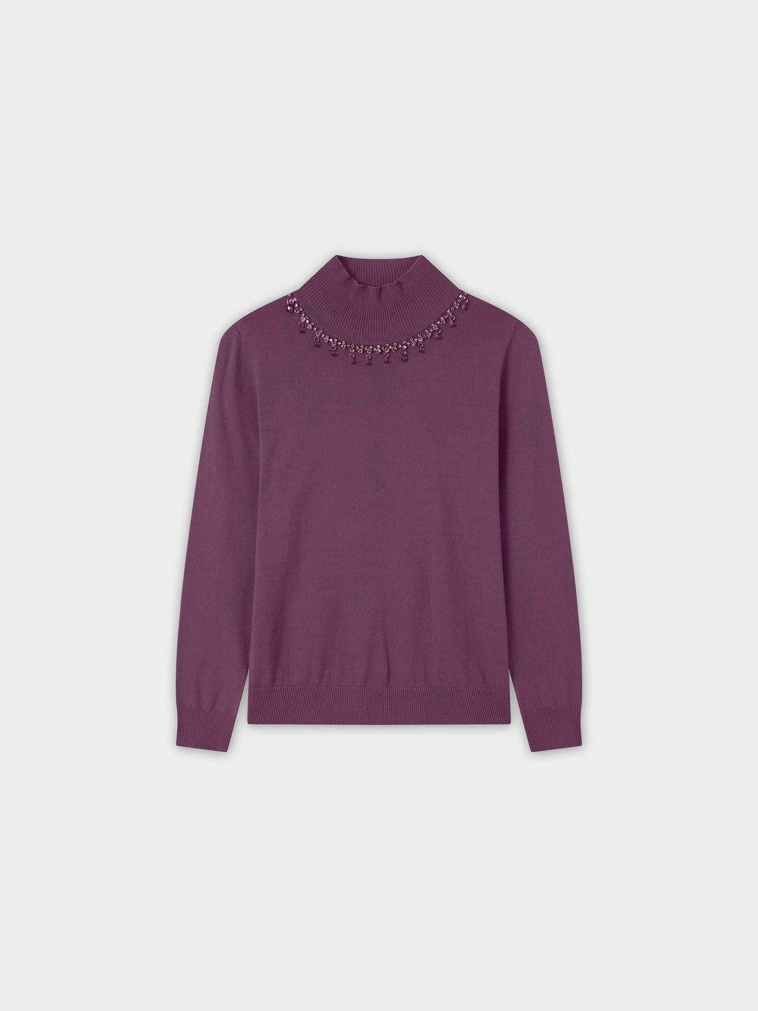 Beaded Turtleneck-Purple