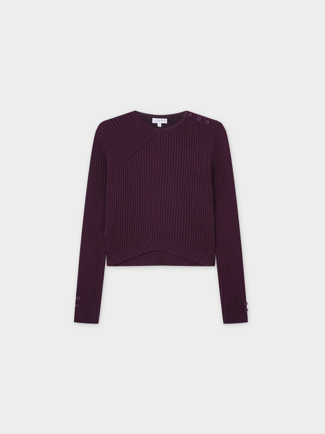 V Bottom Crop Sweater-Burgundy