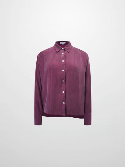 Dolman Sleeve Cupro Blouse-Eggplant