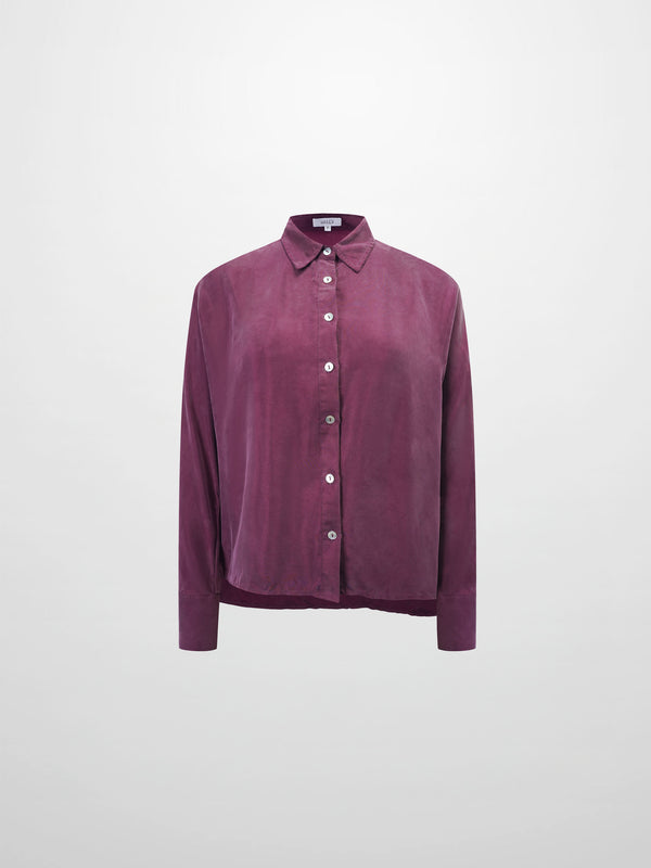 Dolman Sleeve Cupro Blouse-Eggplant
