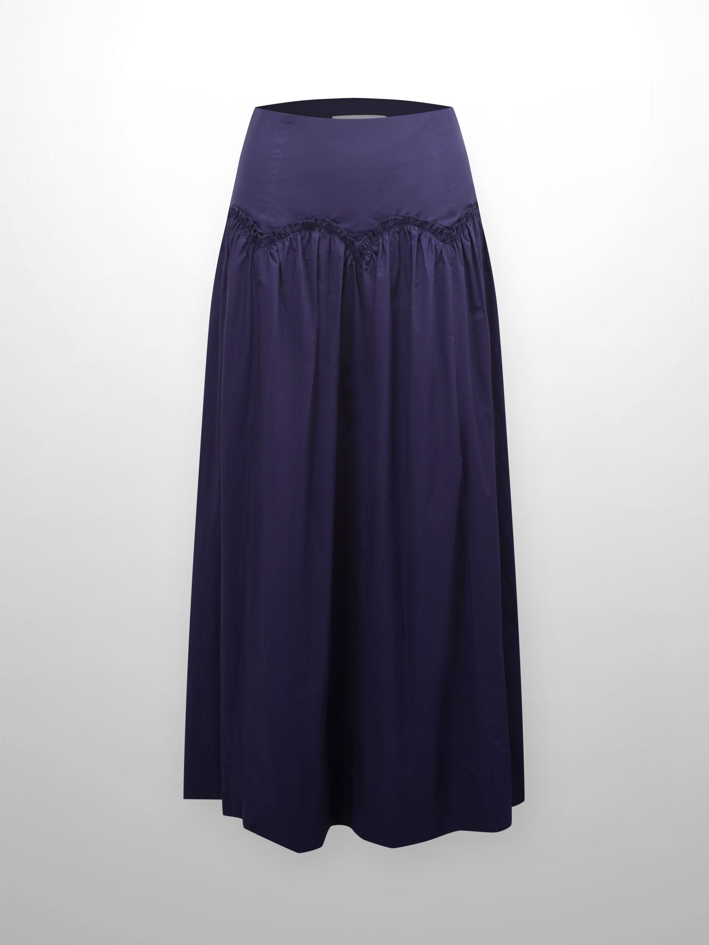 Yoke Ruffle Skirt-Navy