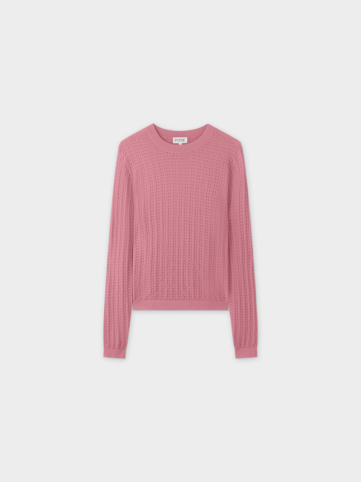 Pointelle Knit Sweater-Pink
