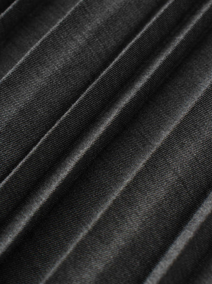 Mix Pleat Skirt-Denim Grey