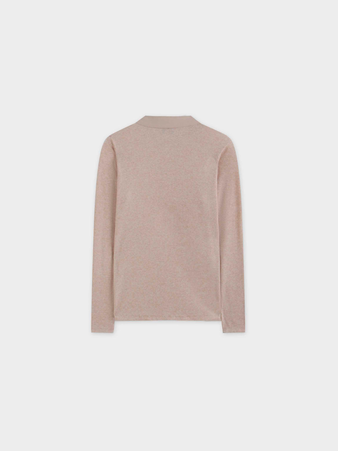 Ribbed Collar T-Shirt-Camel