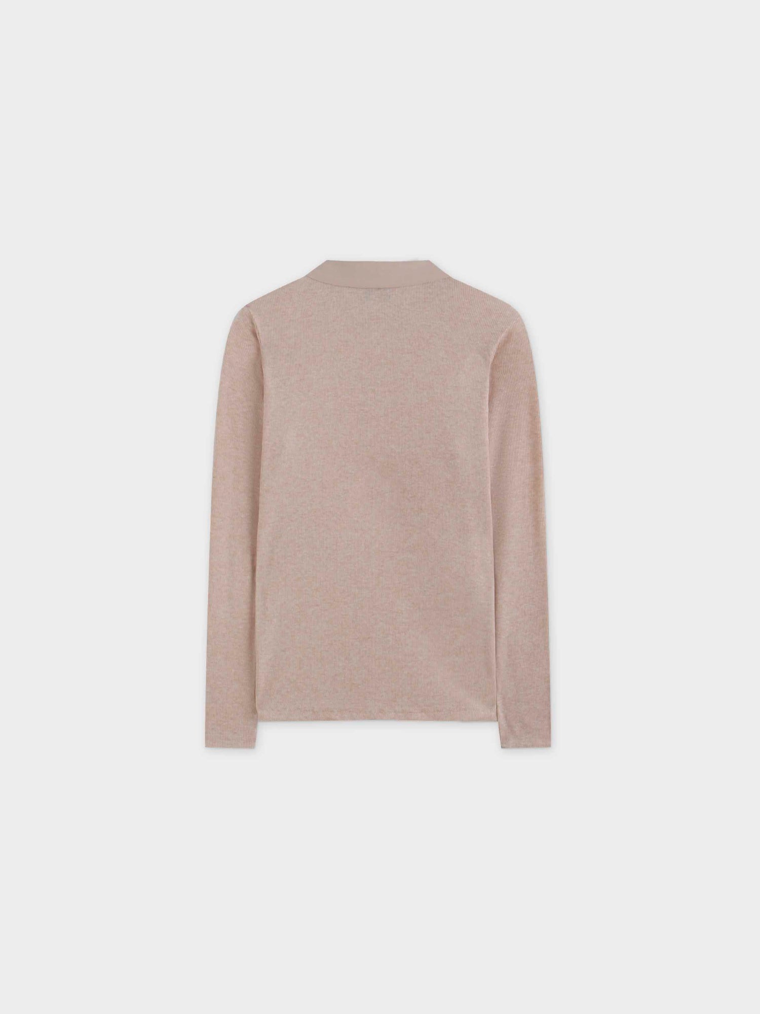 Ribbed Collar T-Shirt-Camel