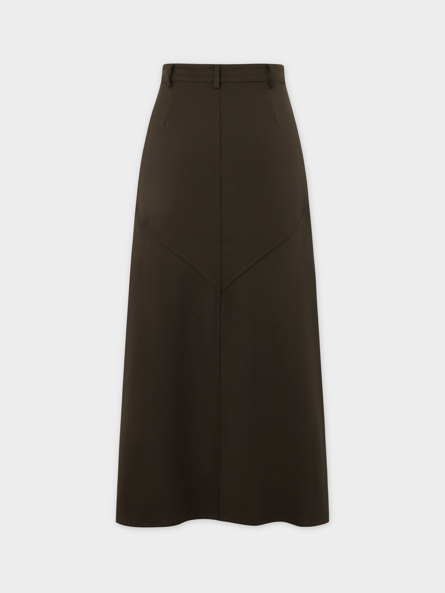 Deep V Wool Skirt-Olive Green