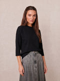 Side Seam Boxy Tee-Black