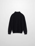 Mock Neck Thin Knit Sweater-Black