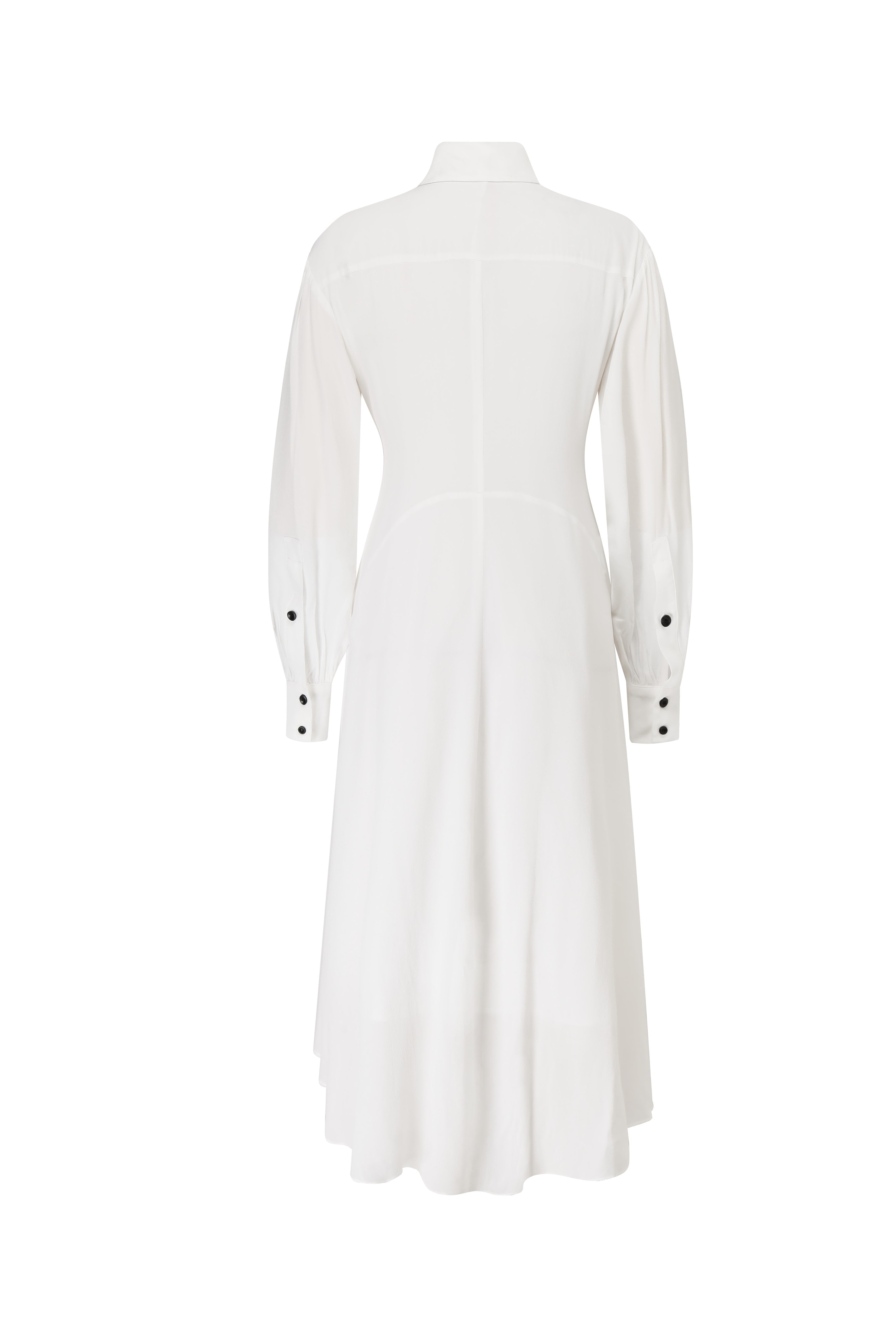 Shirred Pocket Dress-White