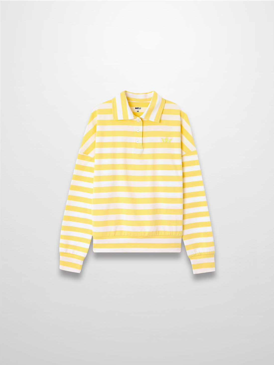 Striped Collar Bomber Tee-Yellow/White