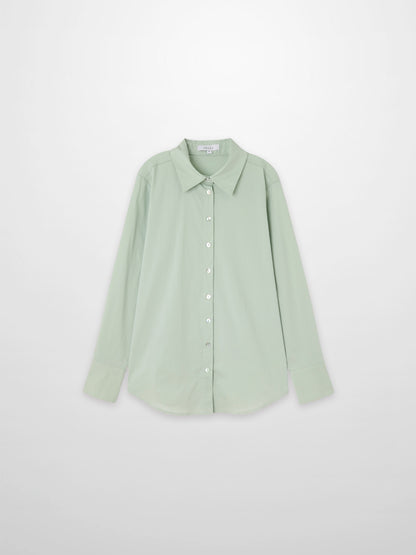 Cotton Button Down Blouse-Dusty Mint