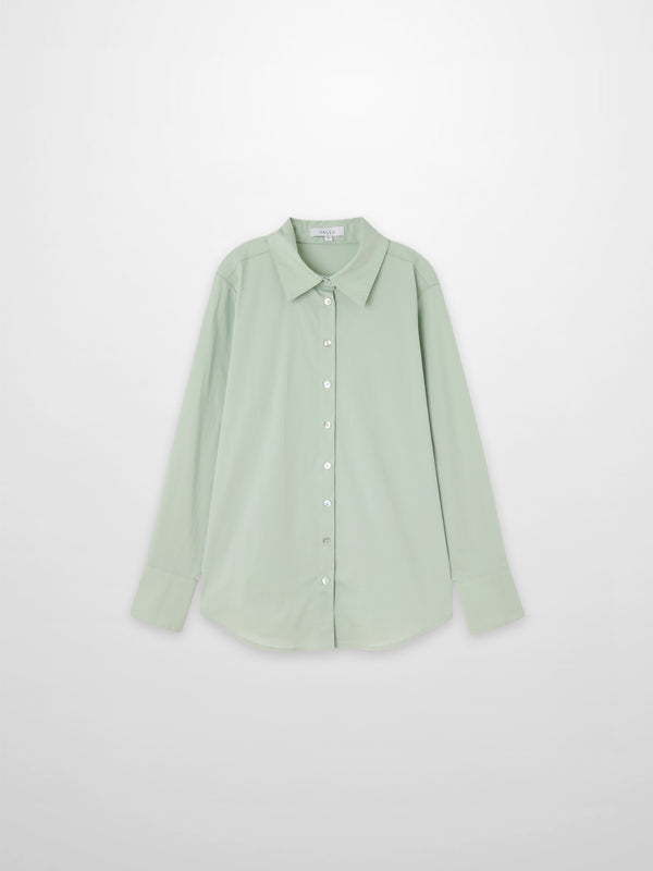 Cotton Button Down Blouse-Dusty Mint