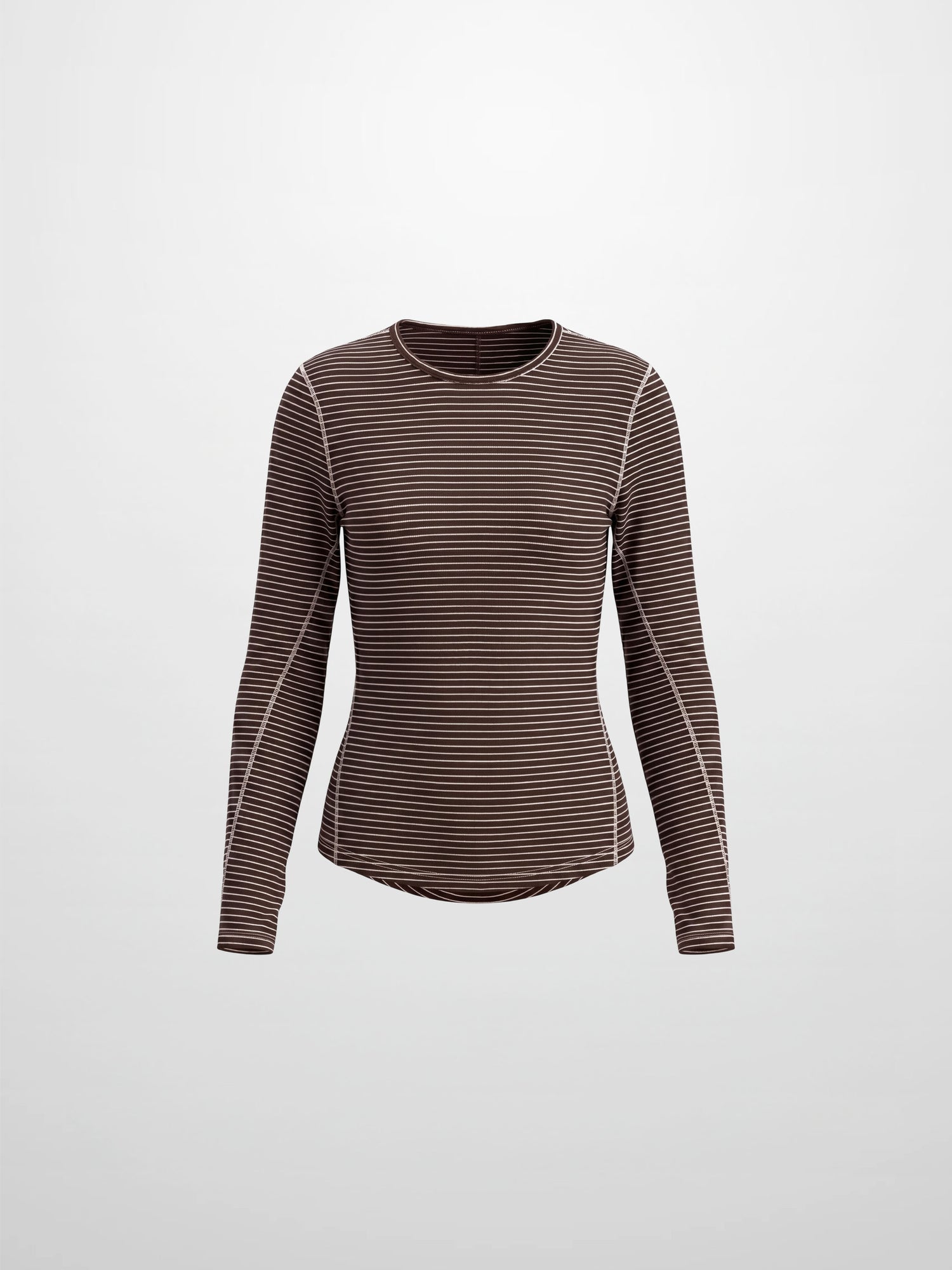 Striped Cross Stitch T-Shirt-Brown