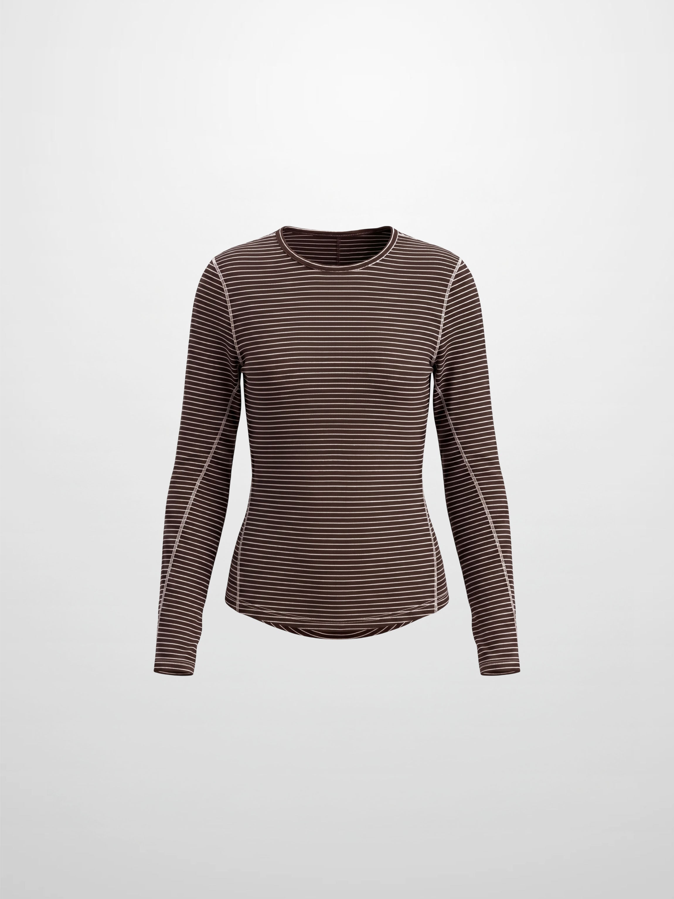 Striped Cross Stitch T-Shirt-Brown