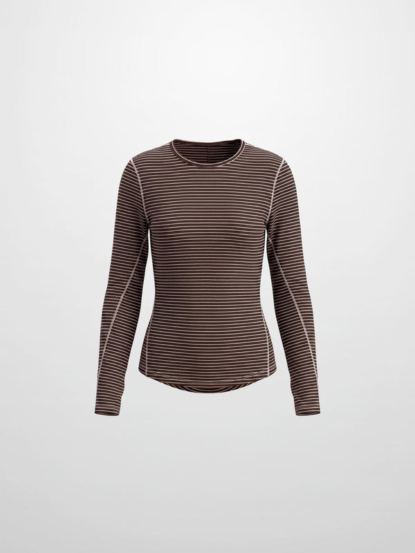 Striped Cross Stitch T-Shirt-Brown