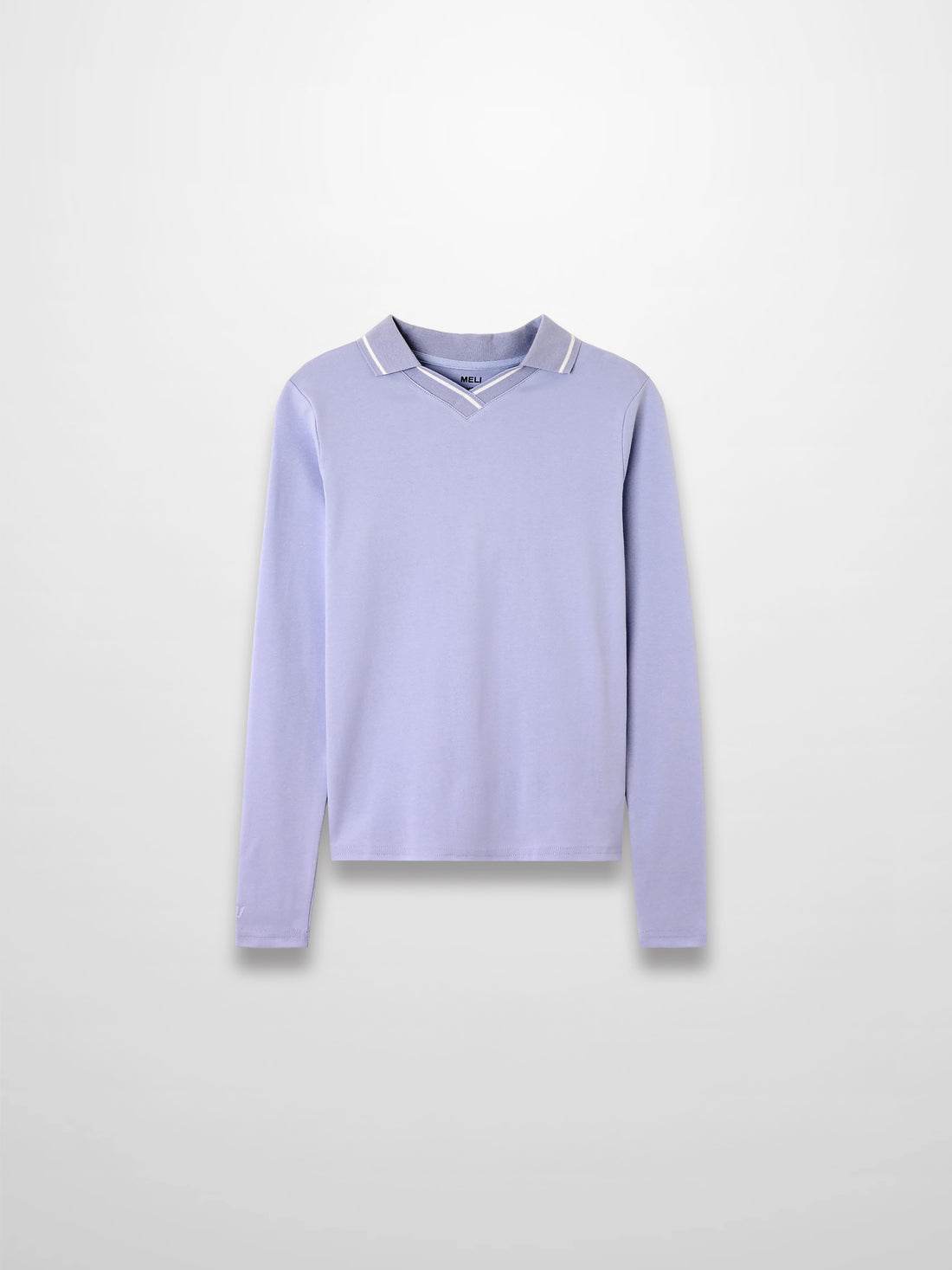 Collared High V T-Shirt-Light Blue