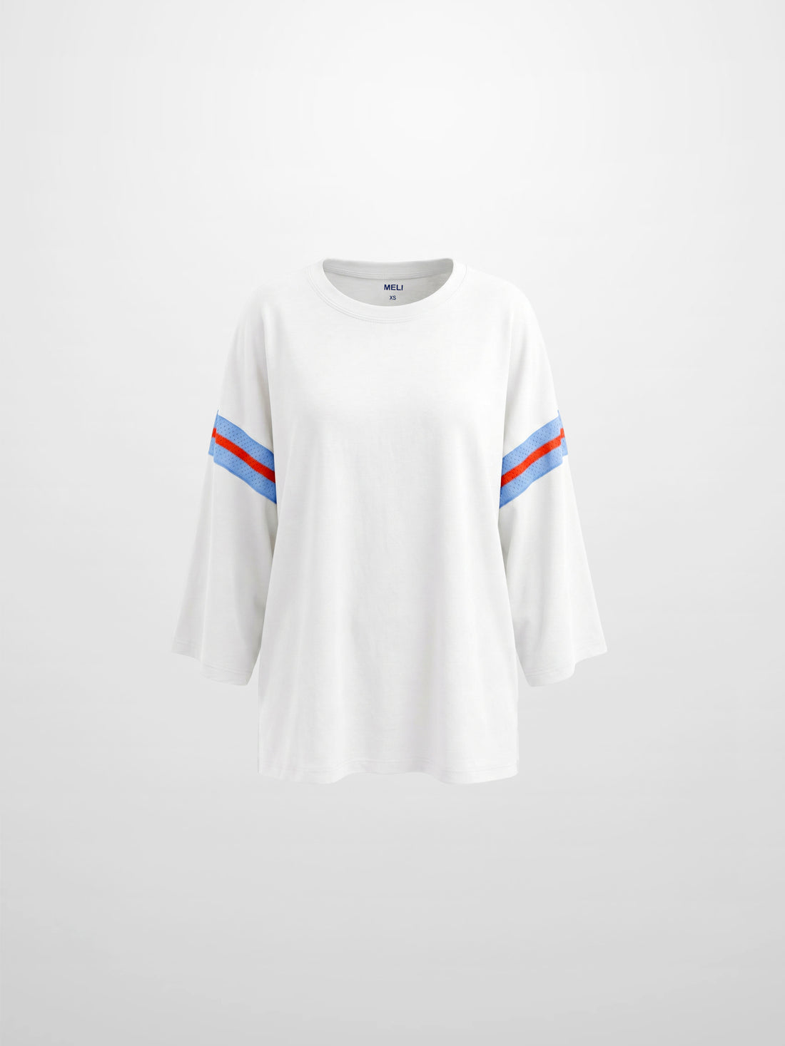 Crochet Stripe Boxy Tee-White/Blue/Orange