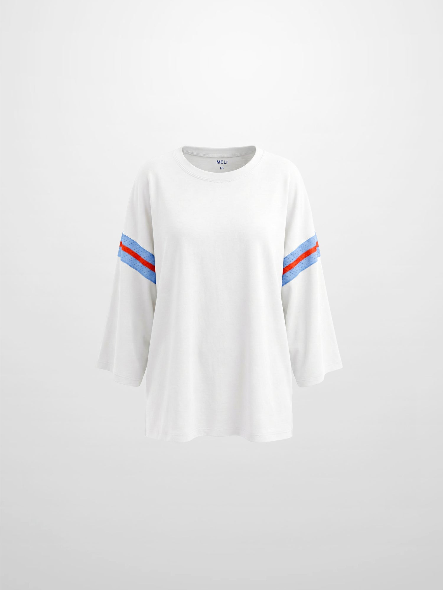 Crochet Stripe Boxy Tee-White/Blue/Orange