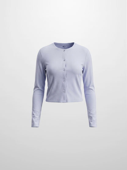 Crop T-Shirt Cardigan-Light Blue
