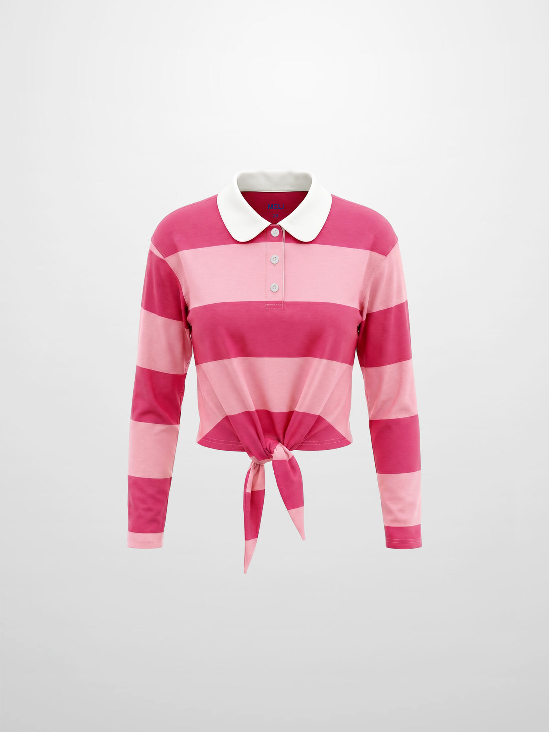 Striped Tie Bottom T-Shirt-Pink