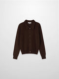 Wool Blend Collared Cardigan-Brown