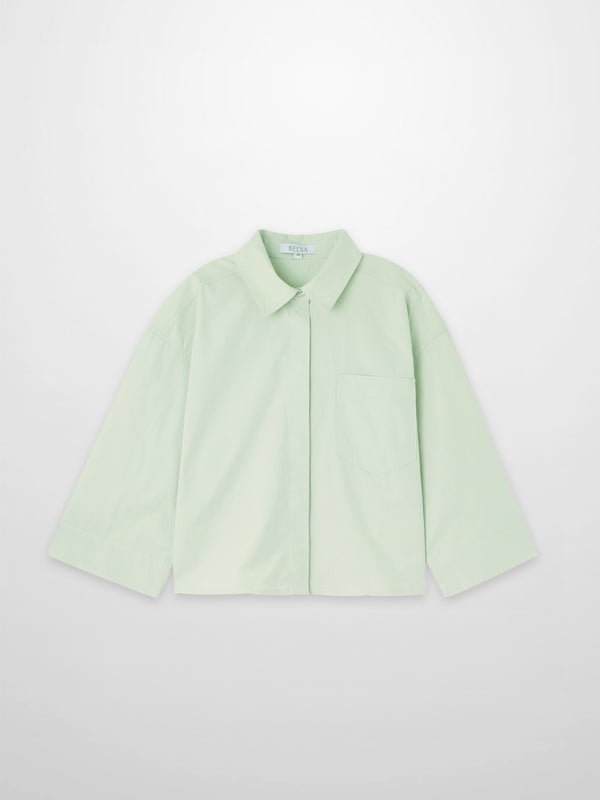 Cotton Crop Blouse-Mint