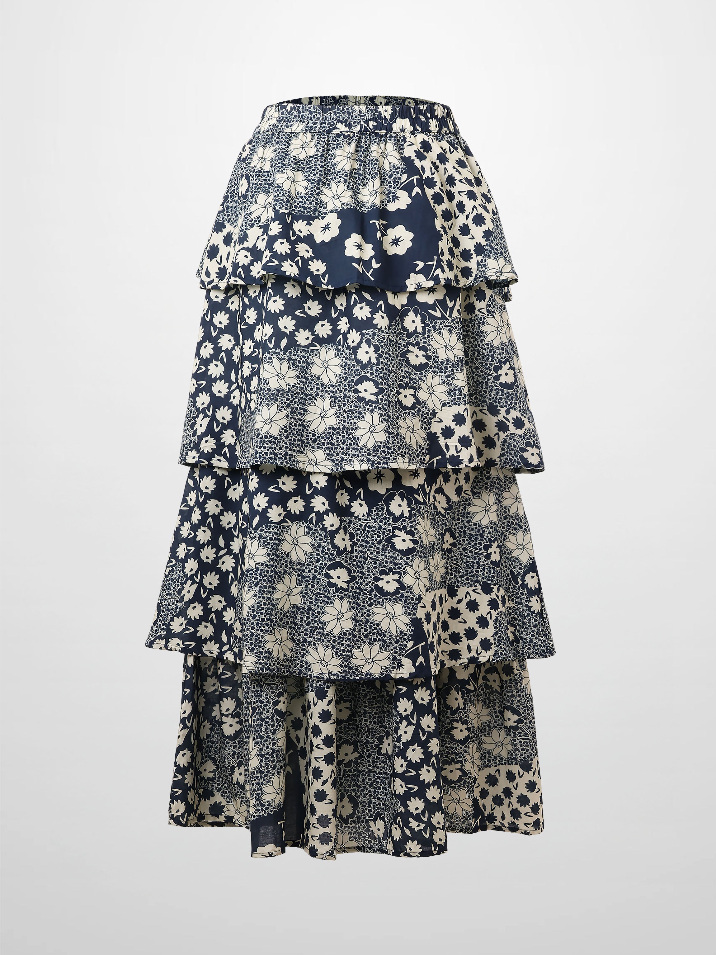 Ruched Top Layered Skirt-Kaleidoscope Floral