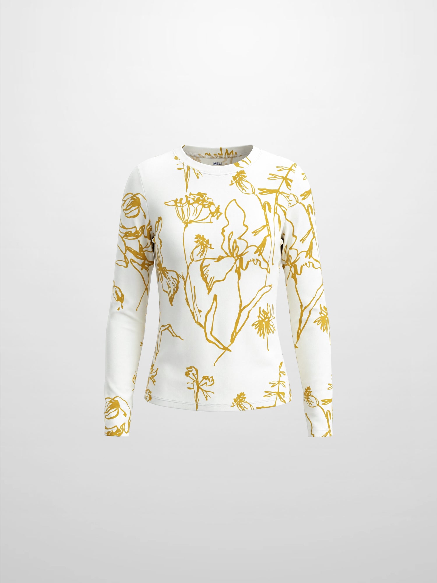 Basic Printed T-shirt-Mustard Floral