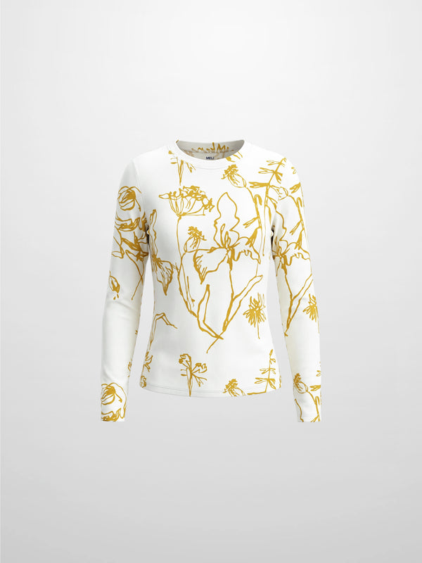 Basic Printed T-shirt-Mustard Floral