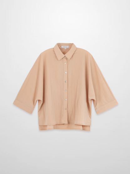 Boxy Dolman Sleeve Crinkle Blouse-Peach