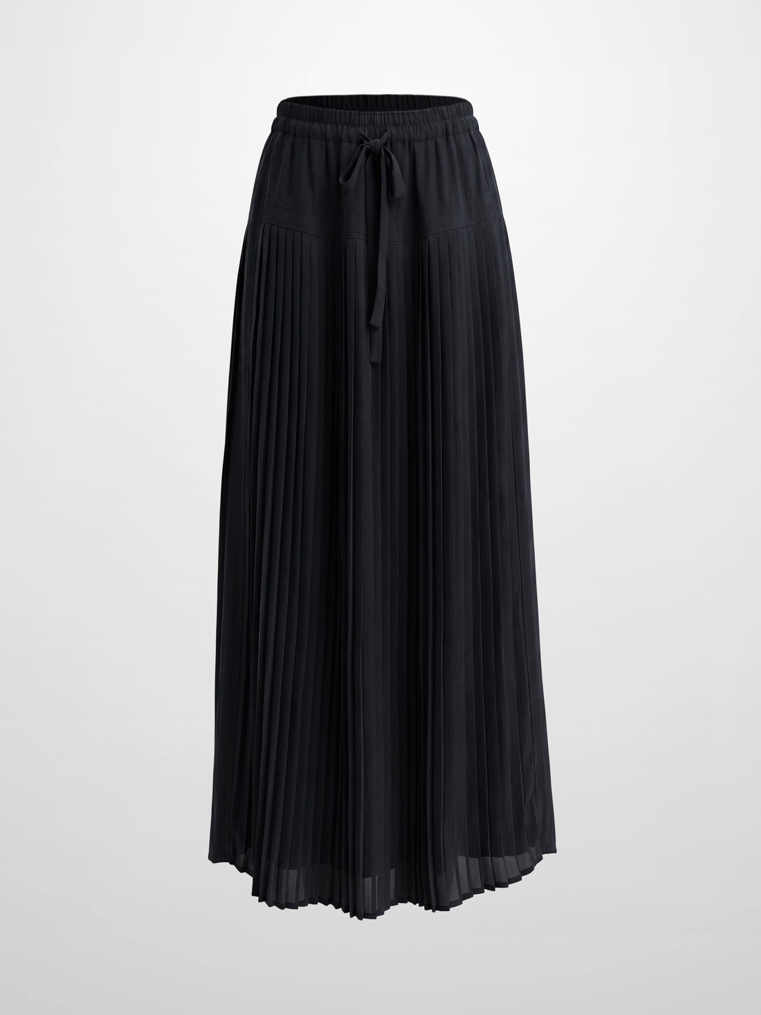 Chiffon Drop Waist Pleat Skirt-Black