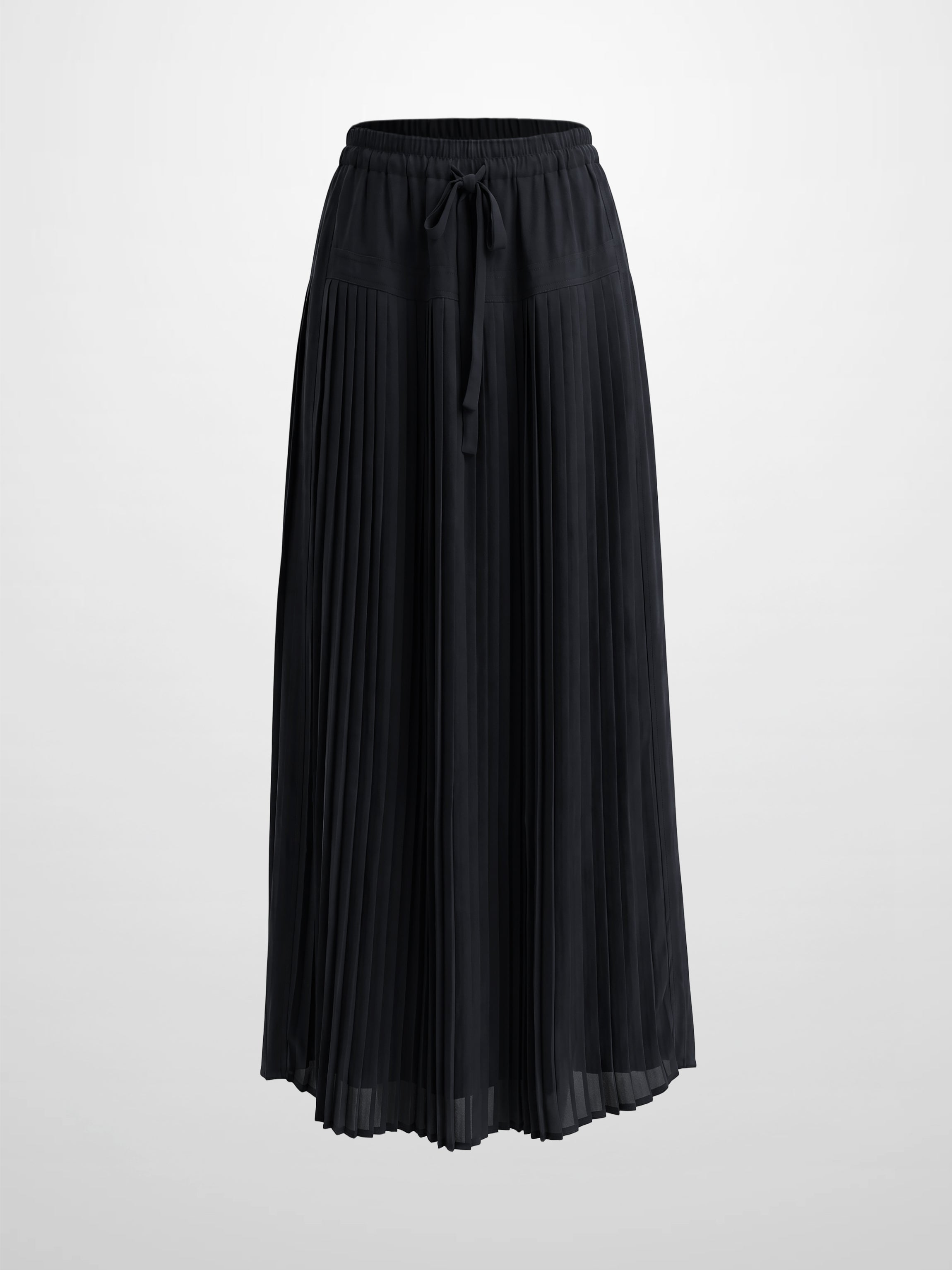 Chiffon Drop Waist Pleat Skirt-Black