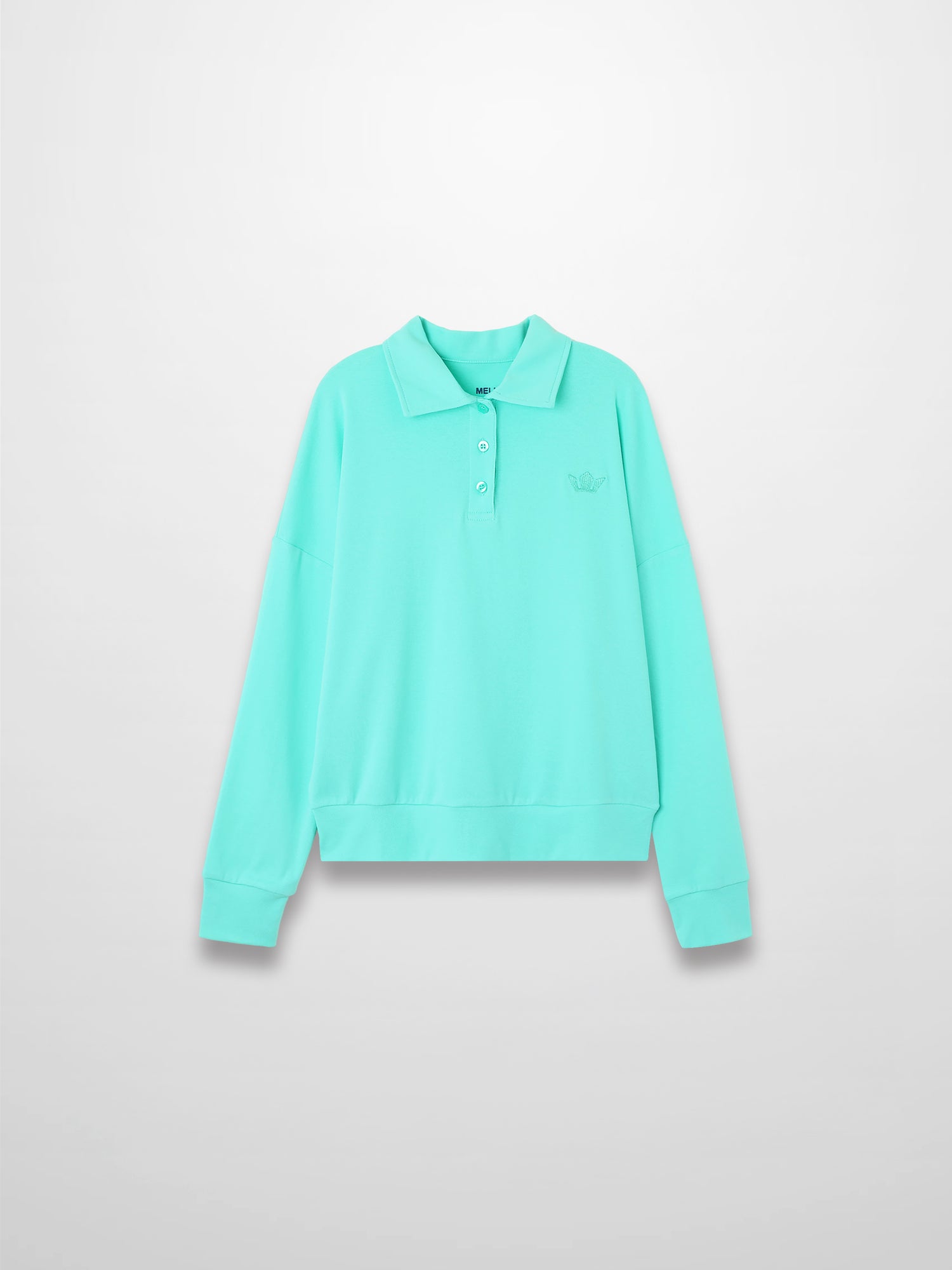 Collared Bomber Tee-Aqua
