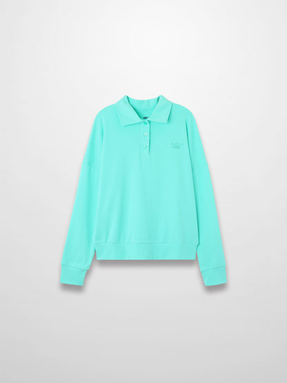 Collared Bomber Tee-Aqua