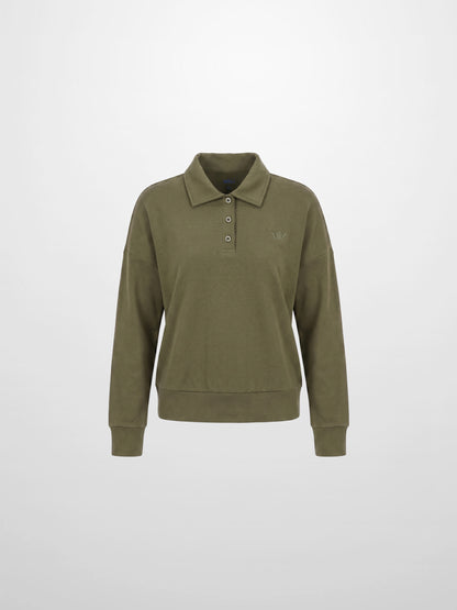 Collared Bomber Tee-Olive