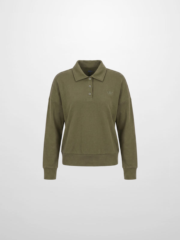 Collared Bomber Tee-Olive