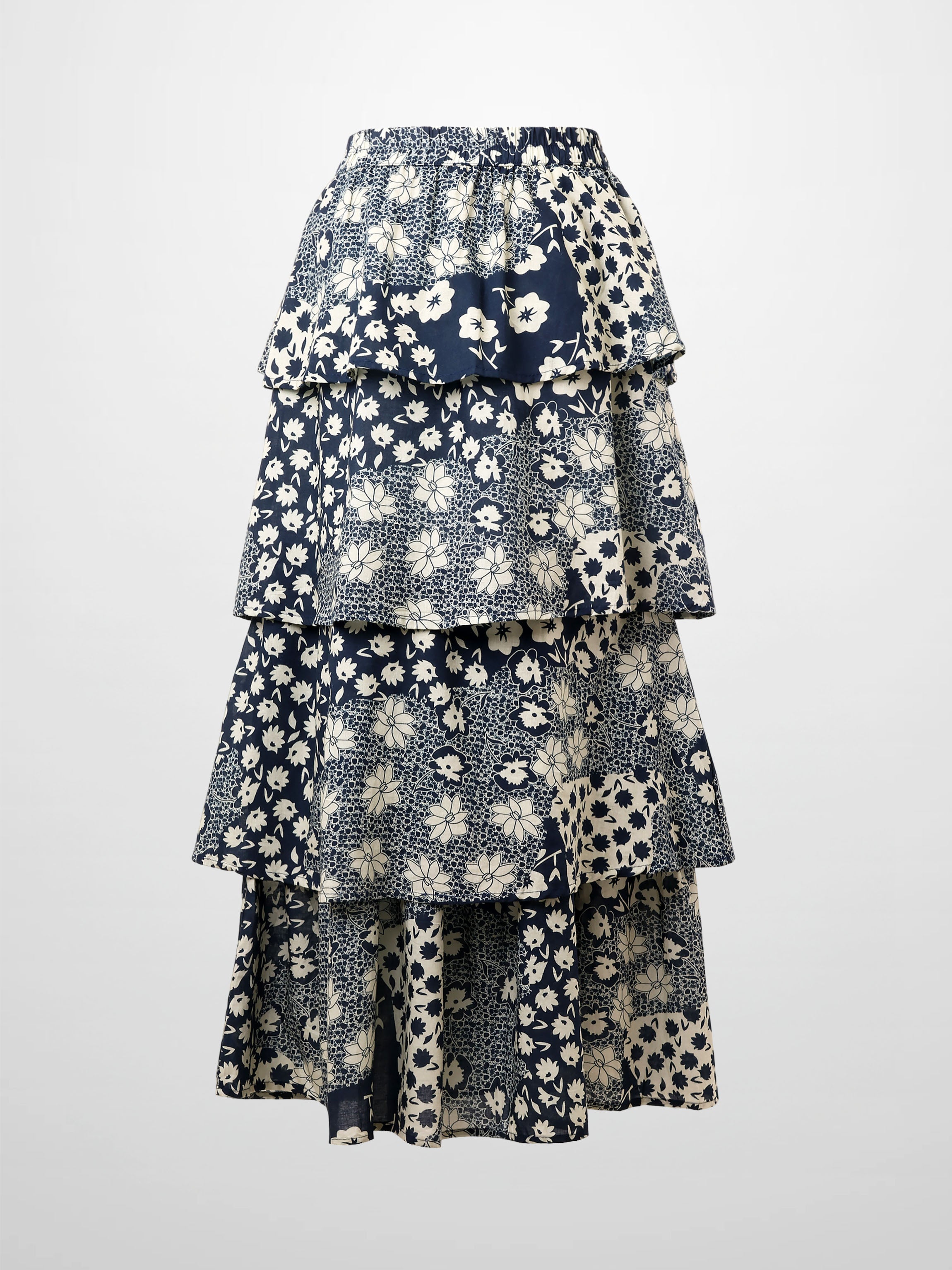 Ruched Top Layered Skirt-Kaleidoscope Floral