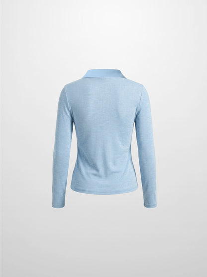 Heathered Collared Tee-Blue