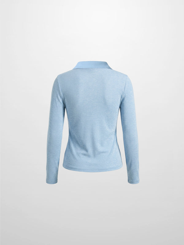Heathered Collared Tee-Blue