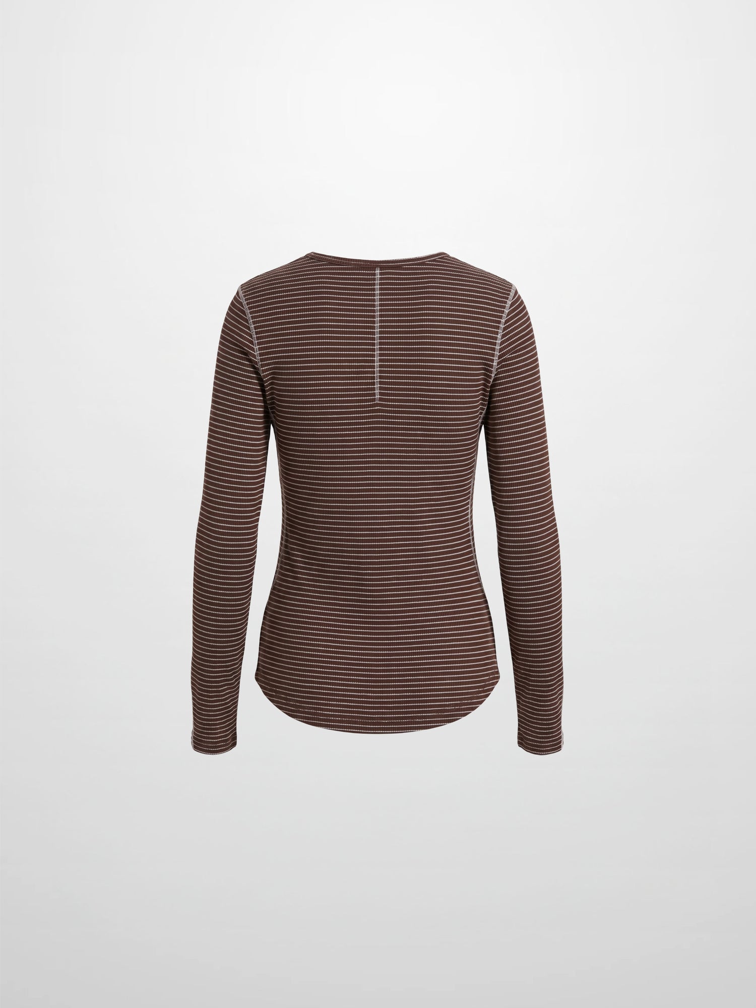 Striped Cross Stitch T-Shirt-Brown